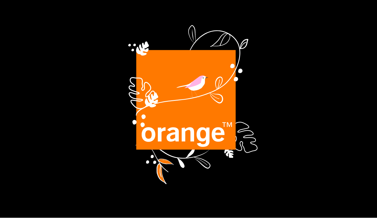 Logo d'Orange entouré d'éléments issus de la campagne digitale d'Orange Advertising