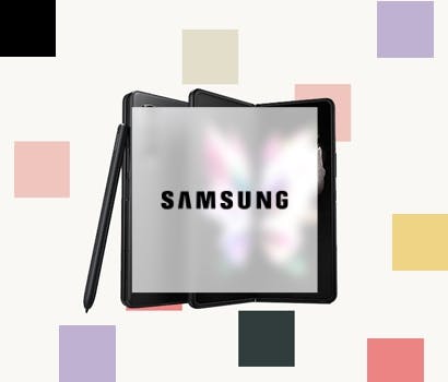 Logo Samsung devant une image de la campagne digitale Black Friday