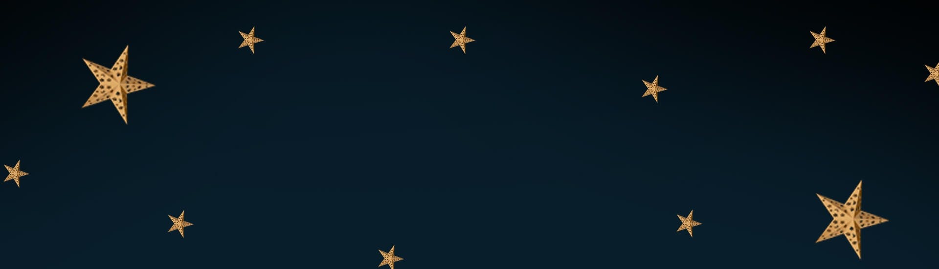 Fond bleu sombre et étoile dorées de fetes de fin d'année